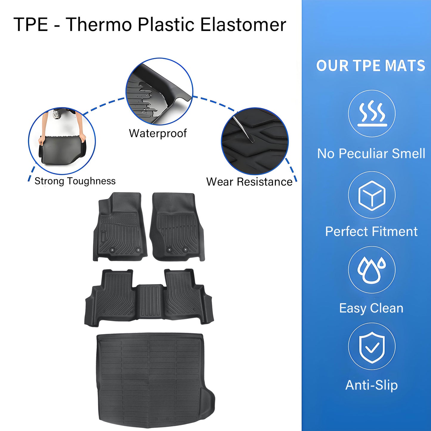 Floor Mats Trunk?Cargo Liner All Weather TPE For 2022-2025 Jeep Grand Cherokee