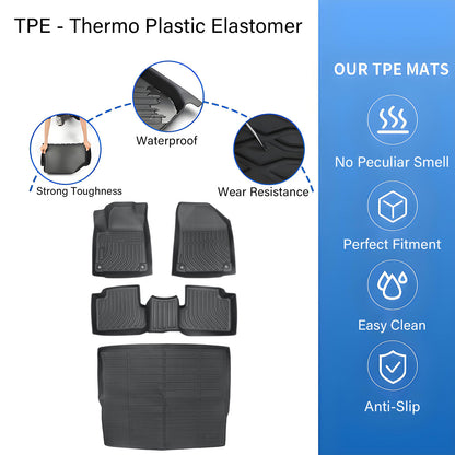 Floor Mats Trunk?Cargo Liner All Weather Black TPE For 2015-2023 Jeep Cherokee
