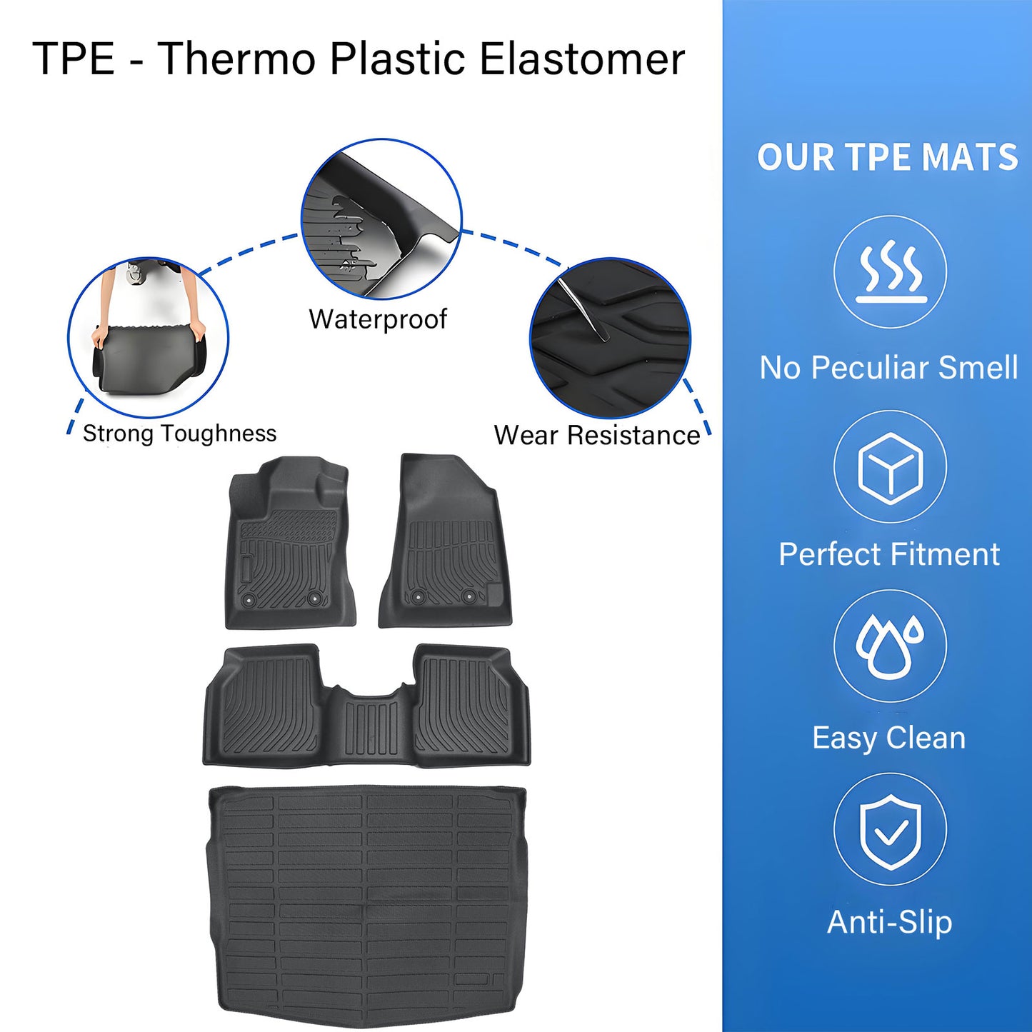 Floor Mats Trunk?Cargo Liner All Weather Black TPE For 2017-2025 Jeep Compass