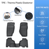 Floor Mats Liners TPE For 2008-2012 Jeep Liberty 3D NEW All-Weather 3PCS Black
