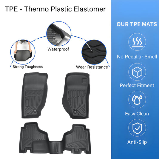 Floor Mats Liners TPE For 2008-2012 Jeep Liberty 3D NEW All-Weather 3PCS Black