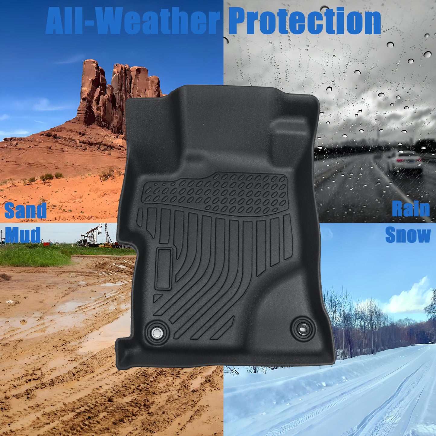 Floor Mats Liner For 2012-2015 Honda Civic Sedan 4DR Front-Rear All Weather TPE
