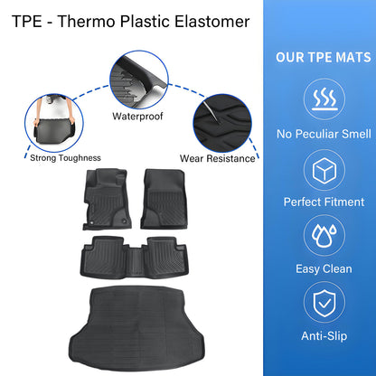 TPE Floor Mats Liners+Trunk Cargo Liner For 2012-2015 Honda Civic Sedan Weather