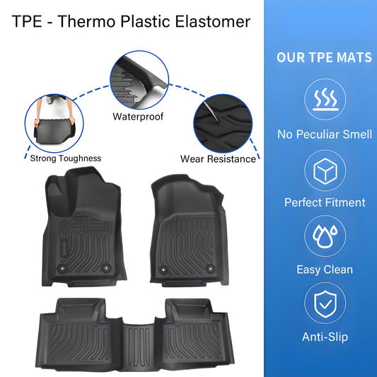 TPE Floor Mats Liners 3Pcs Black For 2016-2021 Jeep Grand Cherokee Dodge Durango