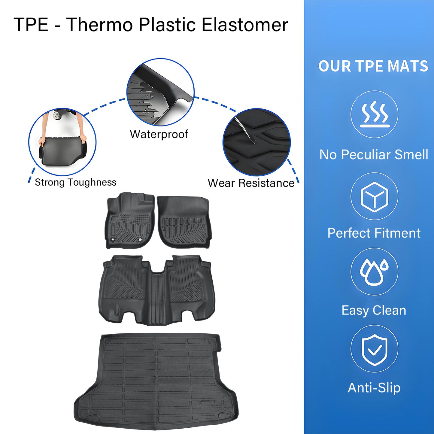 4x TPE Floor Mats Liners+Trunk Cargo Liner For 2016-2022 Honda HR-V AWD Weather