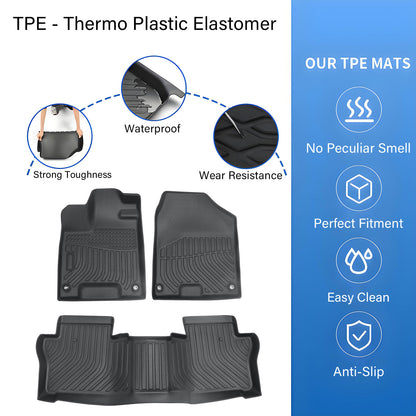 3D TPE Floor Mats Liner For 2019-2025 Honda Passport 4-Door Front-Rear Anti-Slip