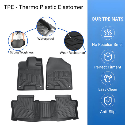 3D TPE Floor Mats Liner For 2019-2025 Honda Passport 4-Door Front-Rear Anti-Slip