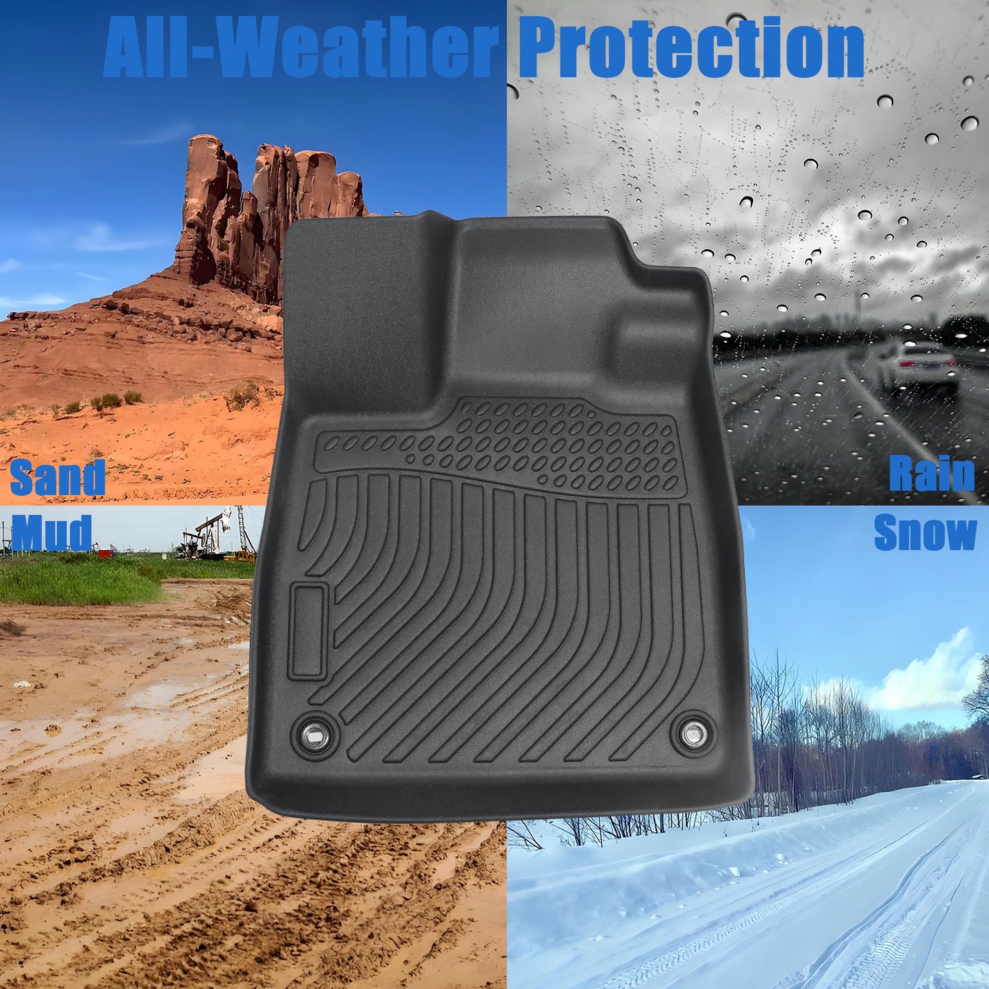 TPE Floor Mats Liner For 2026 Honda Passport 4-Door Front-Rear All Weather Black