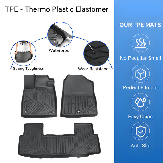TPE Floor Mats Liner For 2026 Honda Passport 4-Door Front-Rear All Weather Black