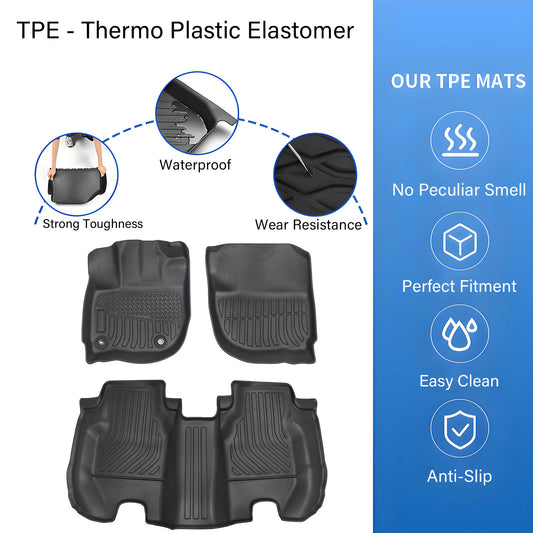 Floor Mats Liner & Trunk Cargo Liner TPE Fits 2015-2020 Honda Fit 5-Passengers