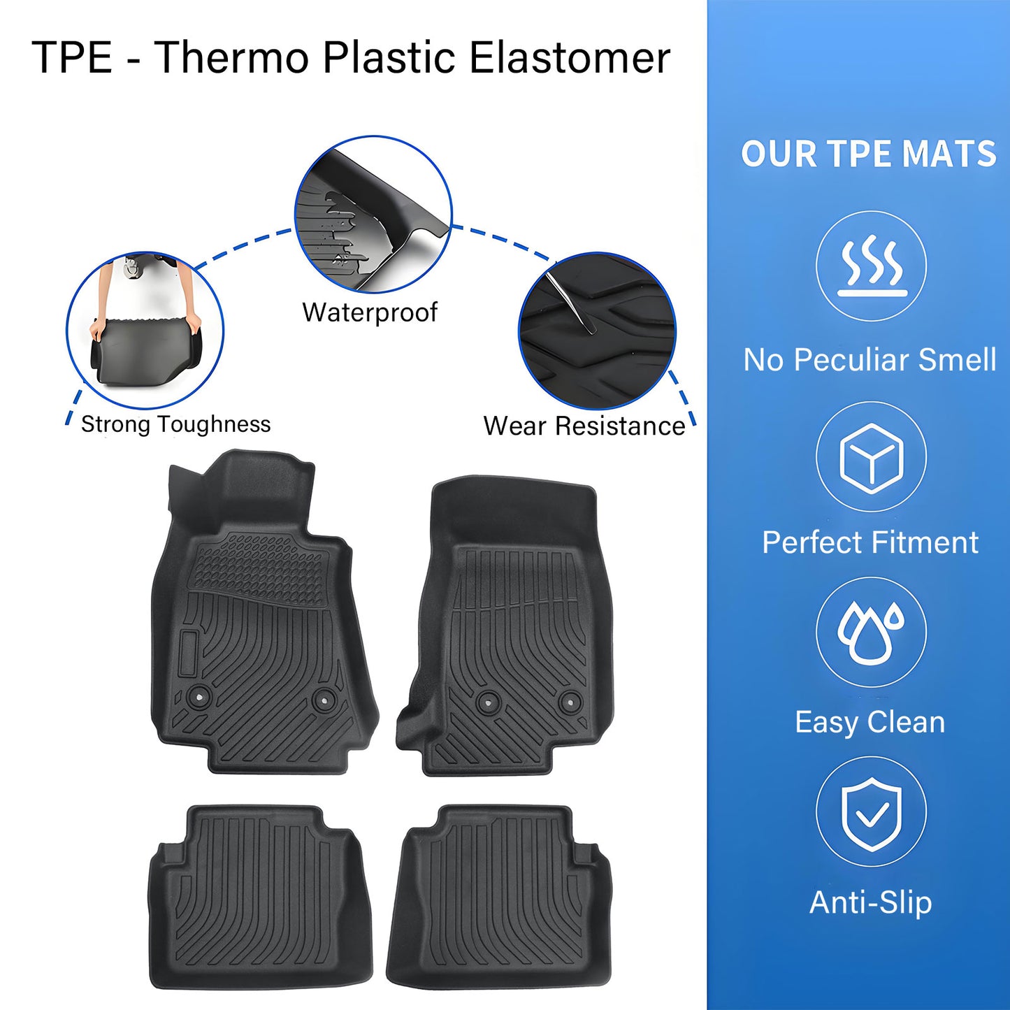 TPE Floor Mats Liner For 2020-2024 Cadillac CT5 4Door Front-Rear All Weather New