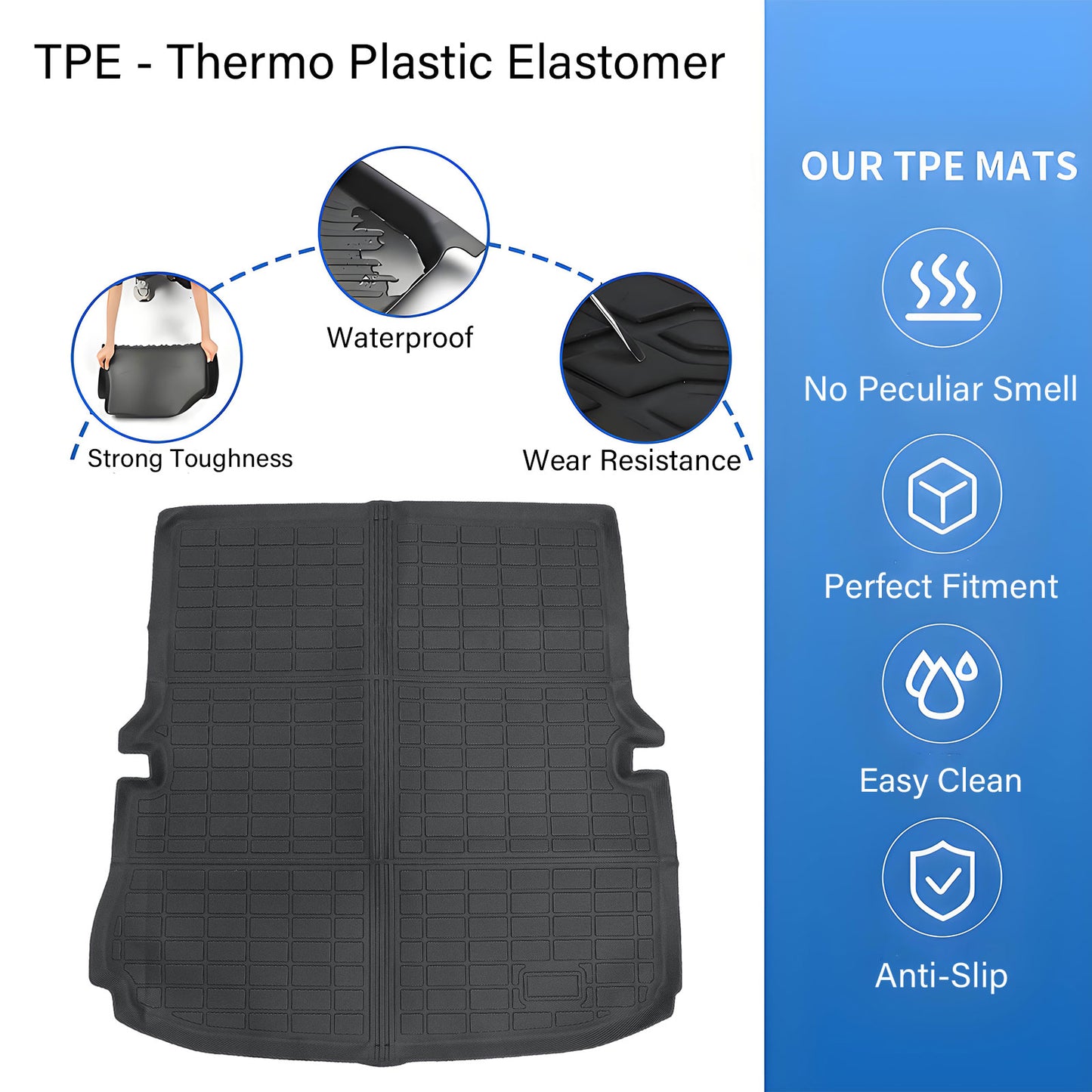 TPE Cargo Trunk Liner Cover Floor Mat For 2011-2019 Ford Explorer Waterproof