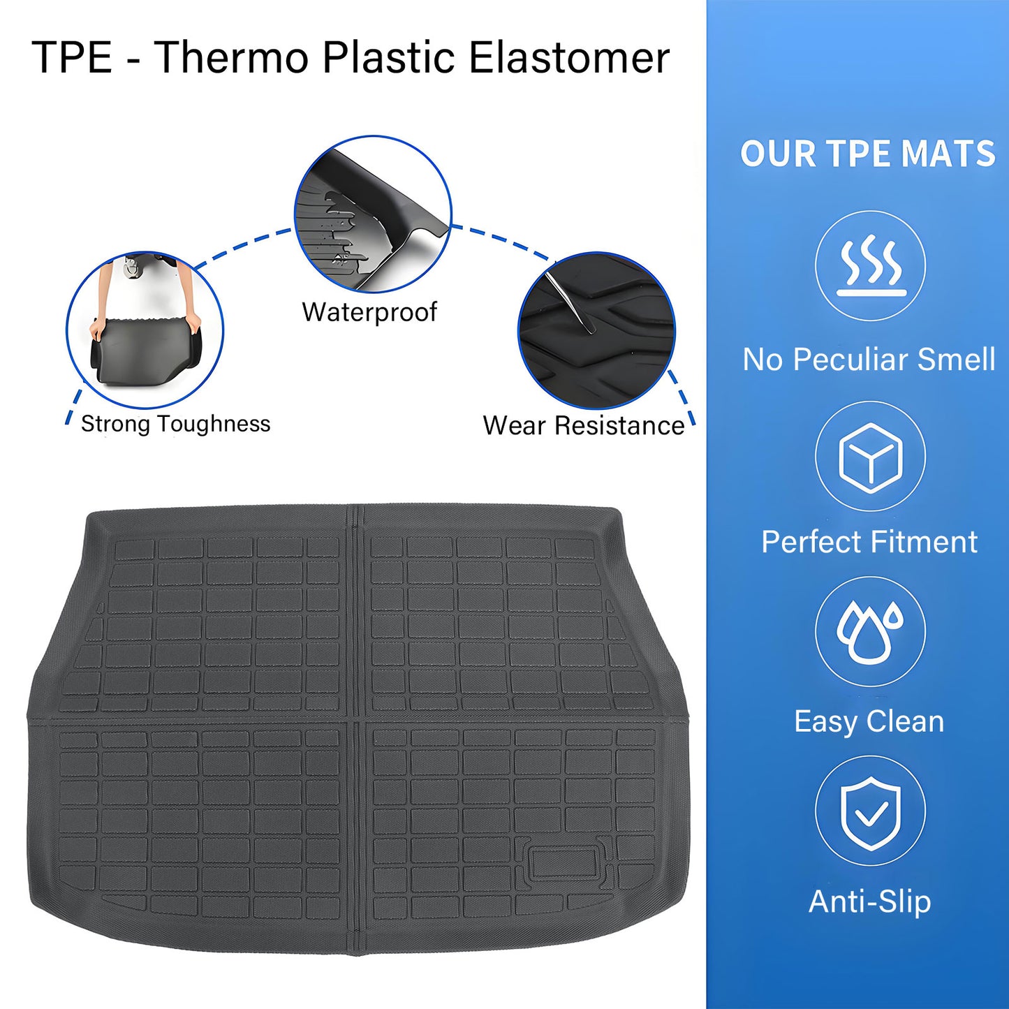 TPE Rear Cargo Trunk Liner Cover Floor Mat For 2018-2022 Toyota C-HR Waterproof