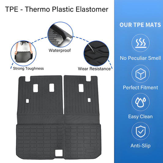 3D TPE Rear Trunk Cargo Liner / Backrest Mats Black For 2016-2022 Honda Pilot