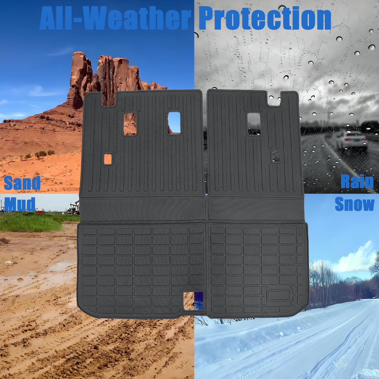 3D TPE Rear Trunk Cargo Liner / Backrest Mats Black For 2016-2022 Honda Pilot