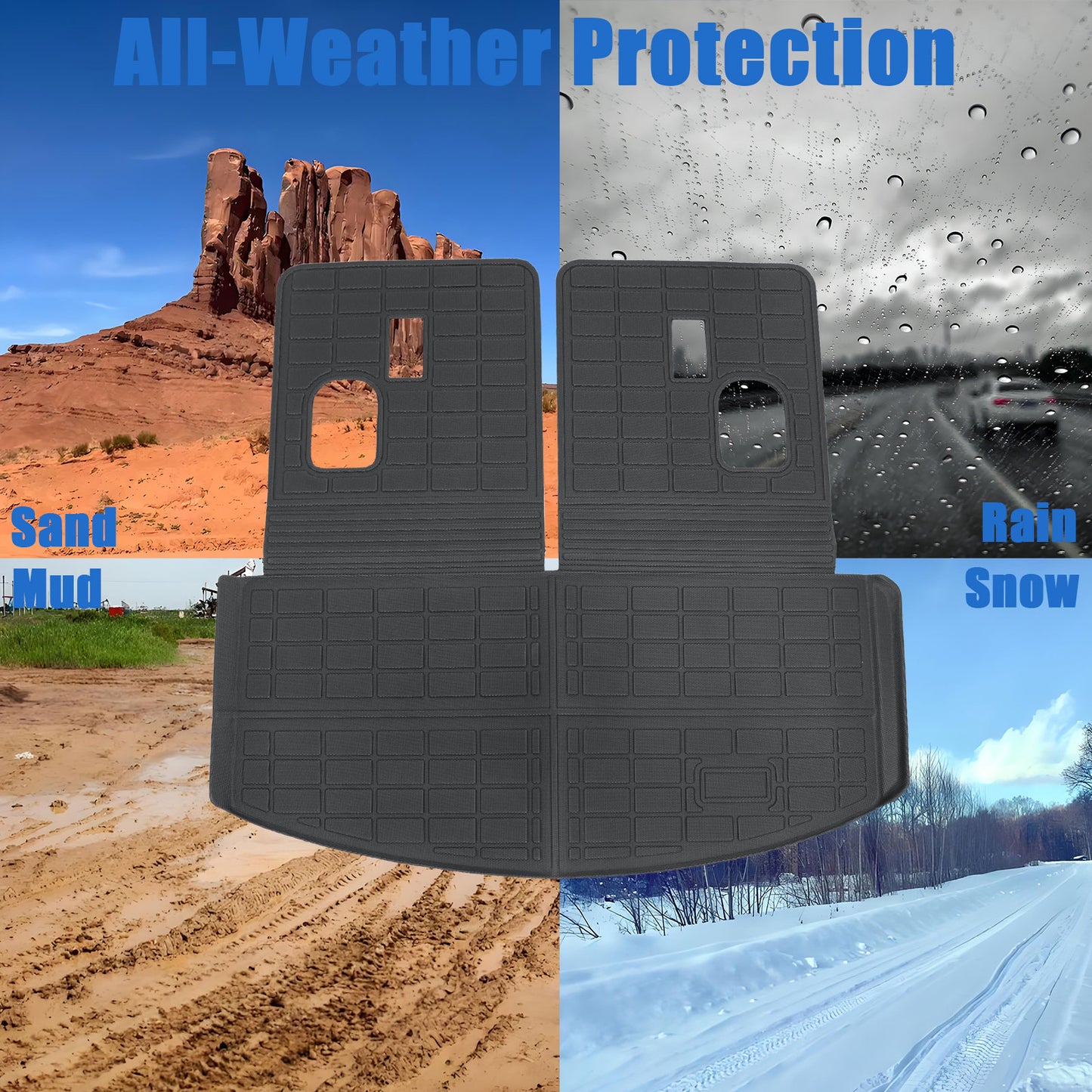 TPE Cargo Trunk Liner & Backrest Mat Floor Mat 3D Black Fits 2014-2020 Acura MDX
