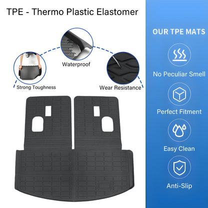TPE Cargo Trunk Liner & Backrest Mat Floor Mat 3D Black Fits 2014-2020 Acura MDX
