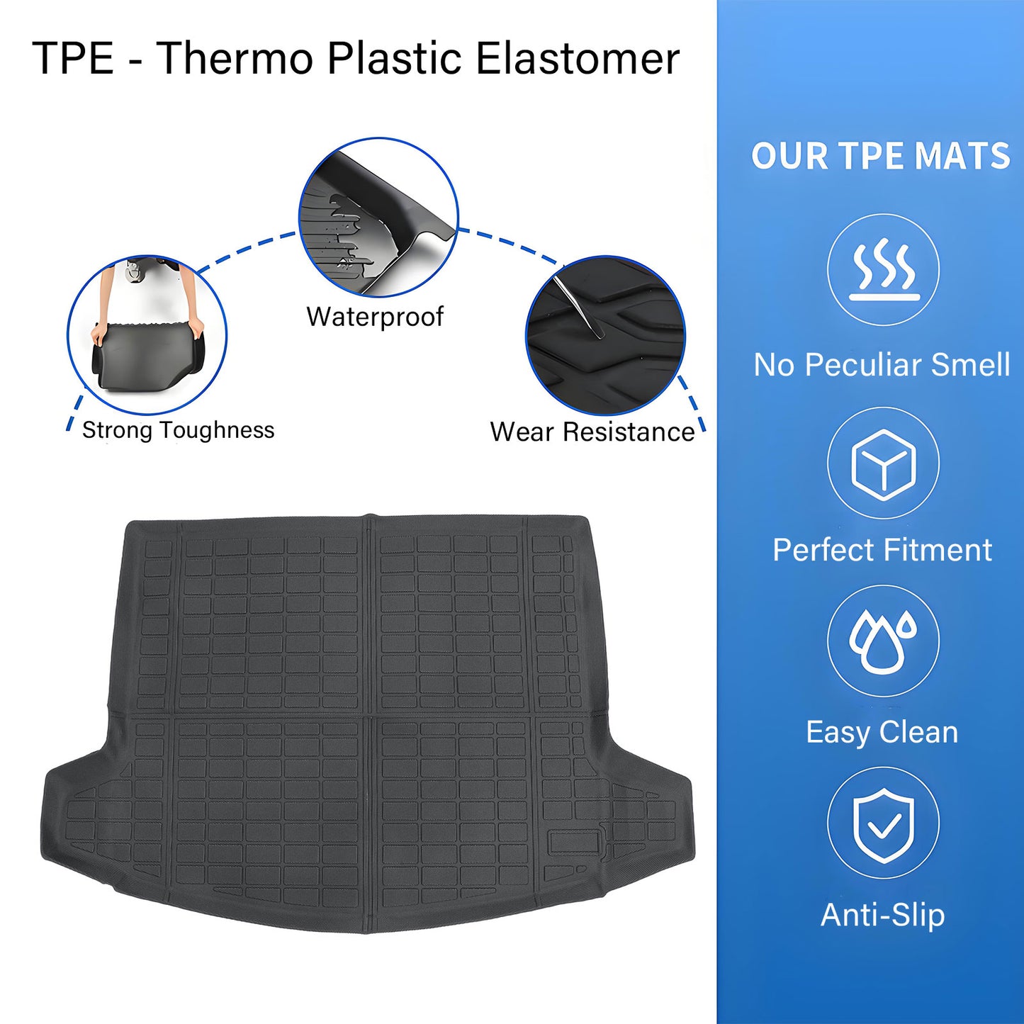 TPE Rear Cargo Trunk Liner Floor Mat For 2024-2025 Lincoln Nautilus Waterproof