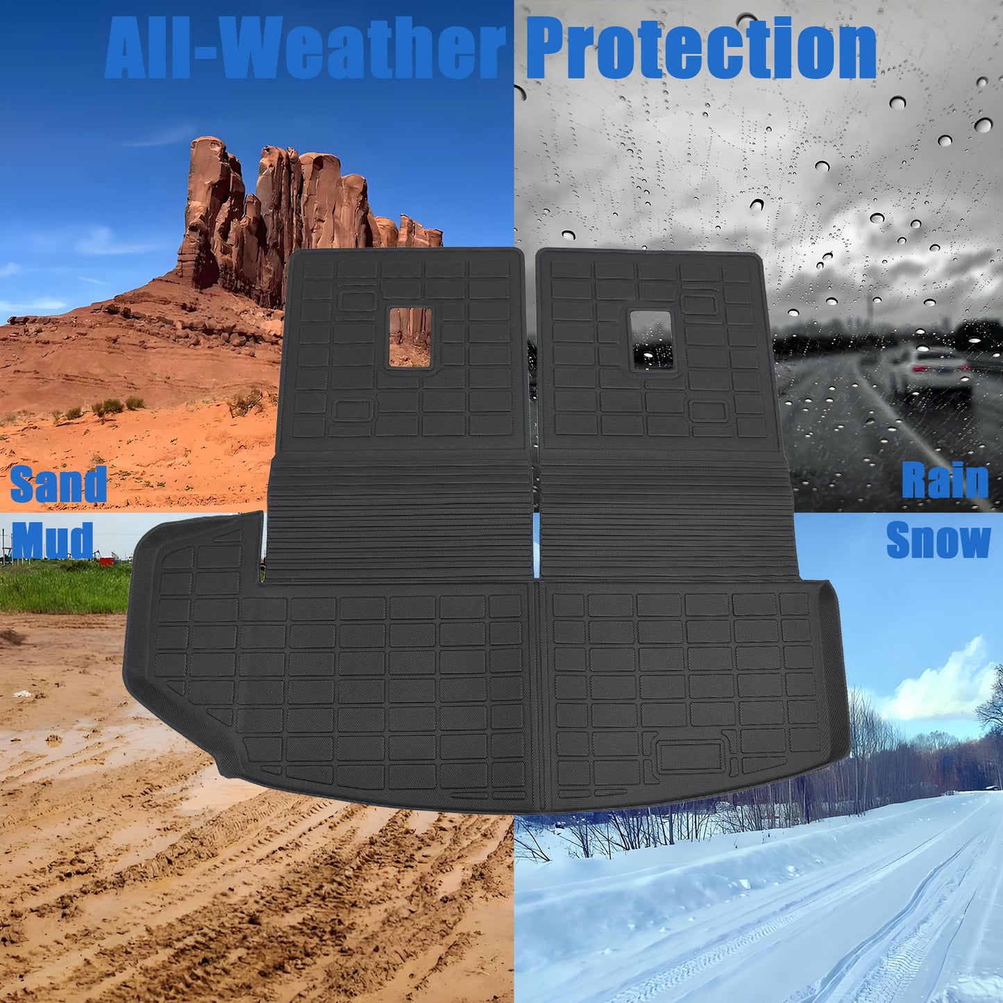 For 2020-2025 Cadillac XT6 TPE Backrest Mats & Trunk Cargo Liner Anti-Slip Black