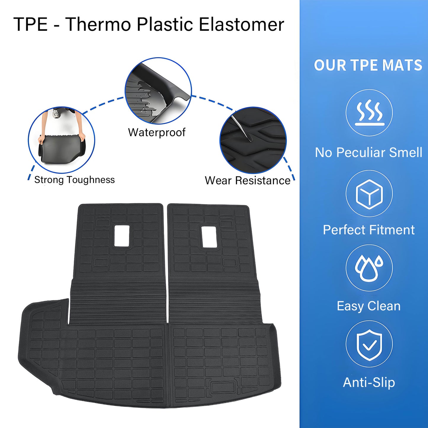 For 2020-2025 Cadillac XT6 TPE Backrest Mats & Trunk Cargo Liner Anti-Slip Black