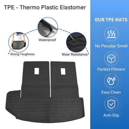 For 2020-2025 Cadillac XT6 TPE Backrest Mats & Trunk Cargo Liner Anti-Slip Black