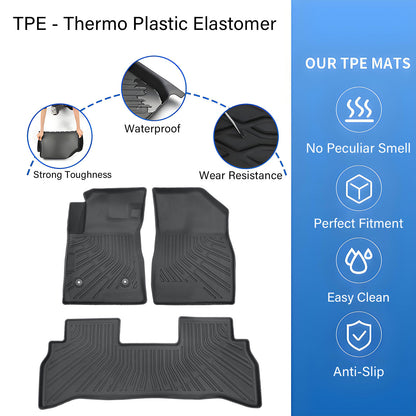 Fits 2021 Chevrolet Trailblazer FWD TPE 1st & 2nd Row Floor Mats Liner 4-Door
