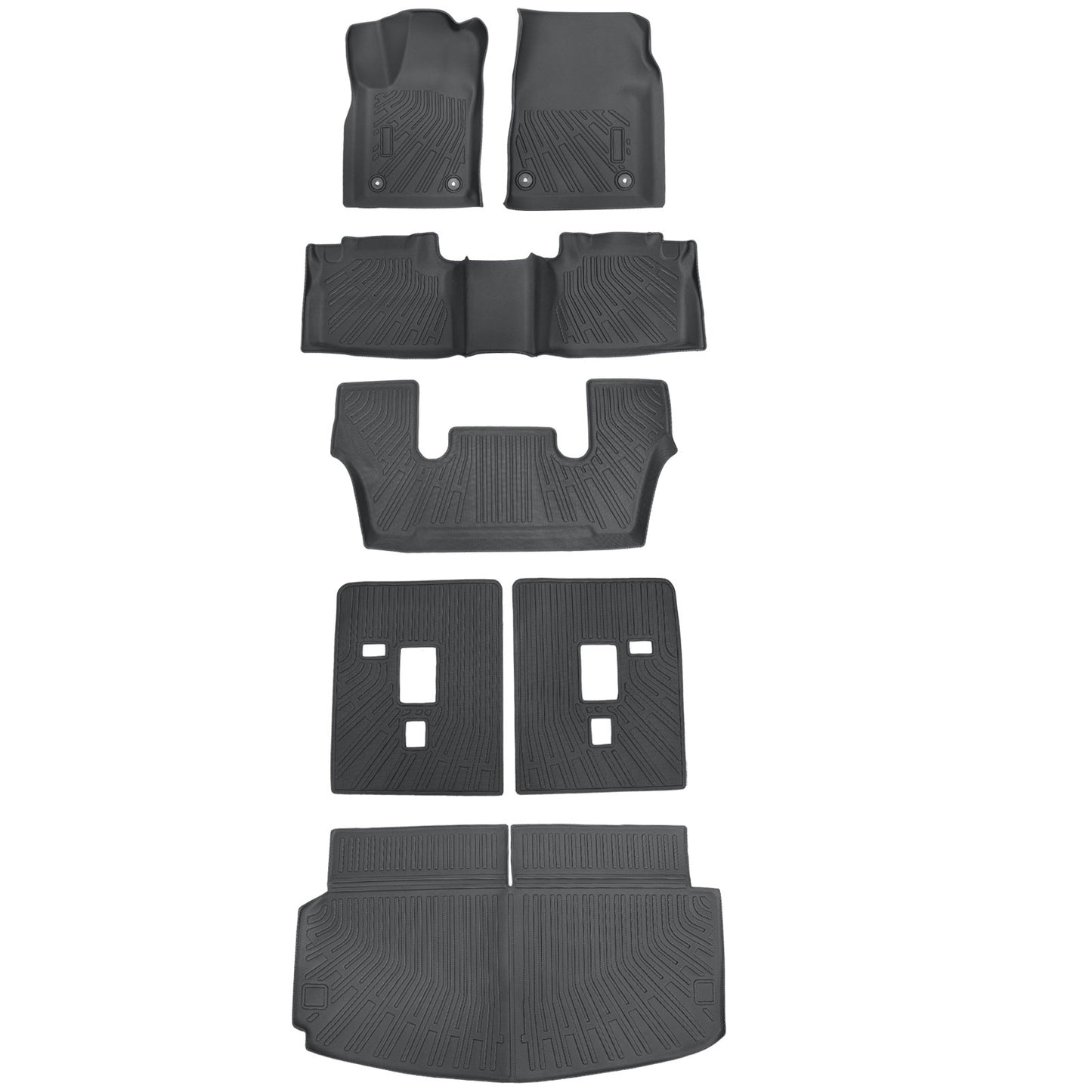 Floor Mats Trunk?Cargo Liners TPE Black 3D For 2016-2025 Dodge Durango 6 Seats