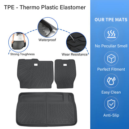TPE For 2008-2020 Chrysler Town & Country Backrest Mats+Trunk Cargo Liner Black