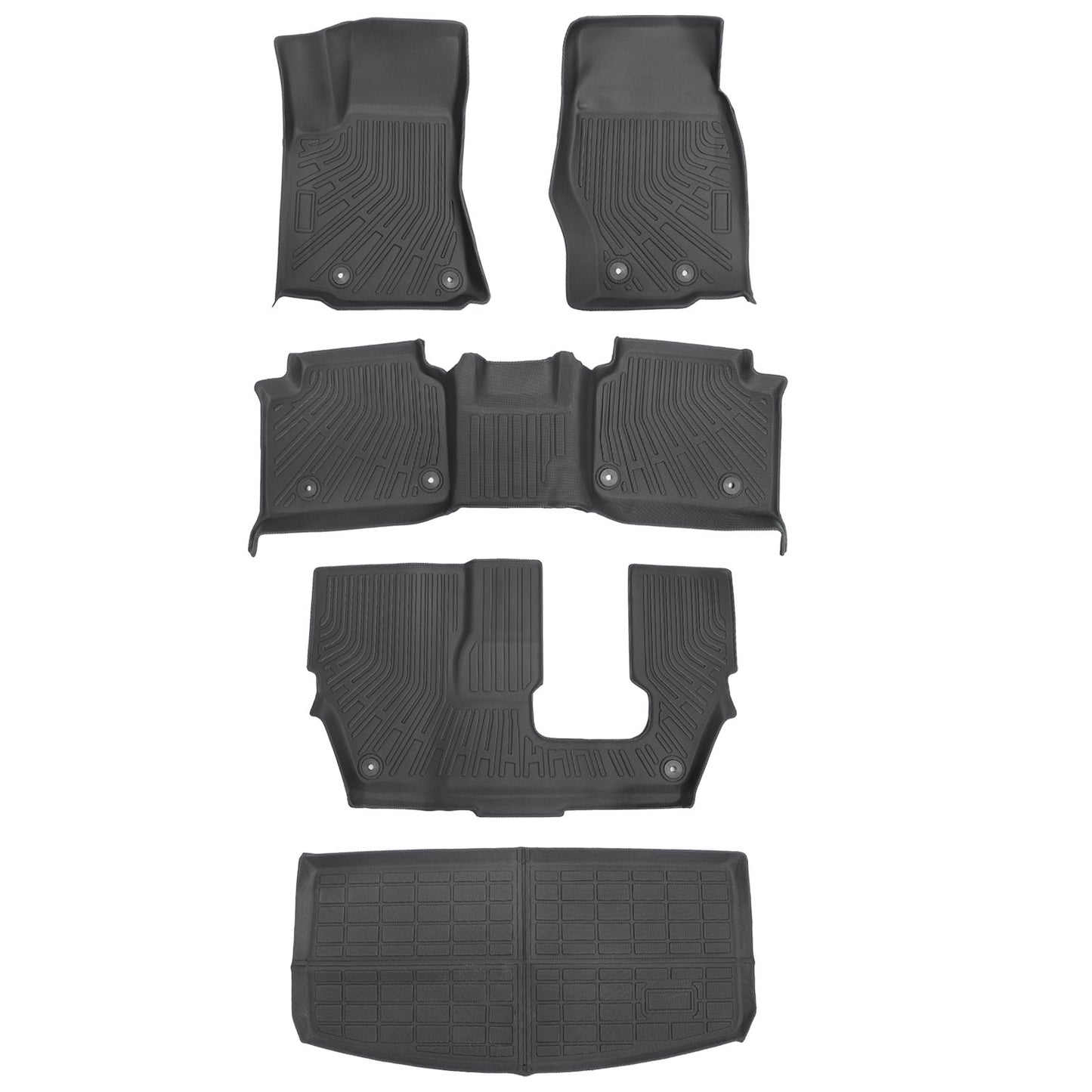 TPE 3D Floor Mats & Trunk Cargo Liner 7Seats For 2021-2025 Jeep Grand Cherokee L