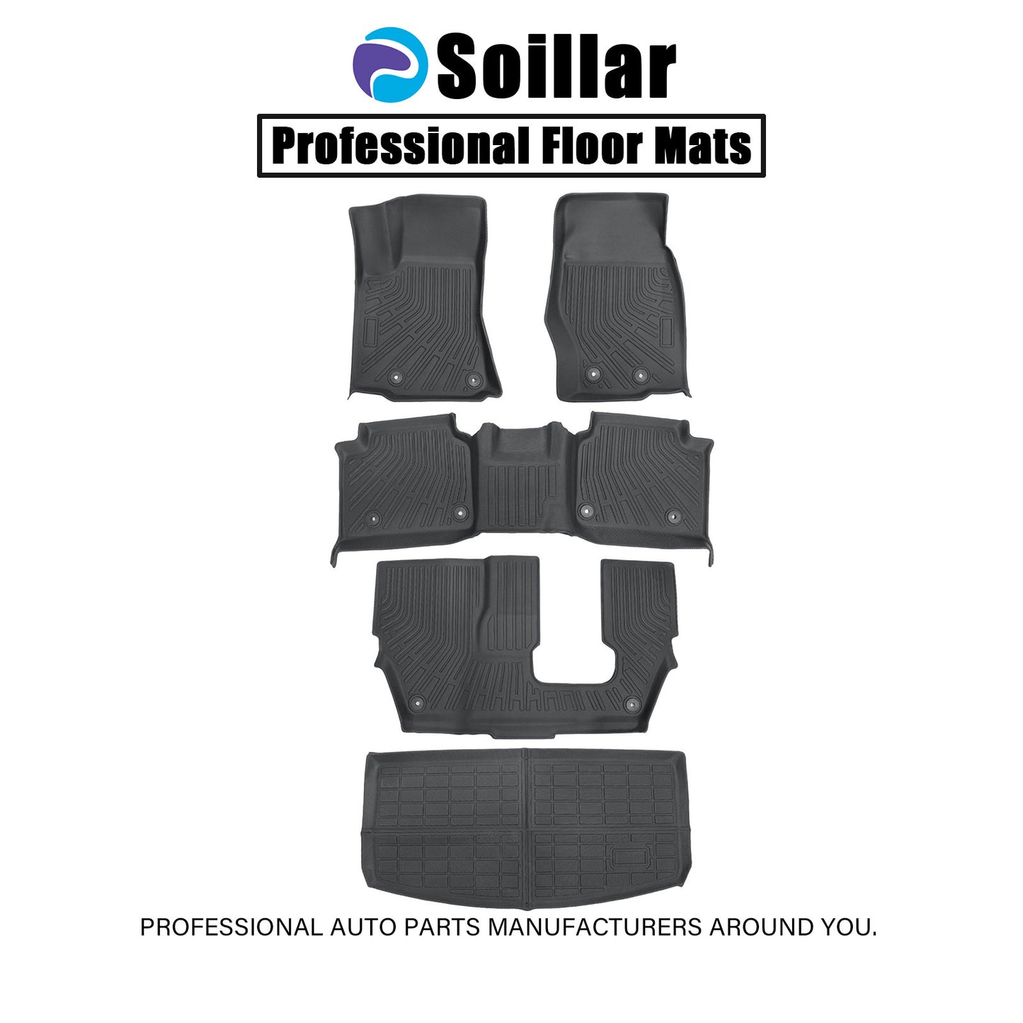 TPE 3D Floor Mats & Trunk Cargo Liner 7Seats For 2021-2025 Jeep Grand Cherokee L