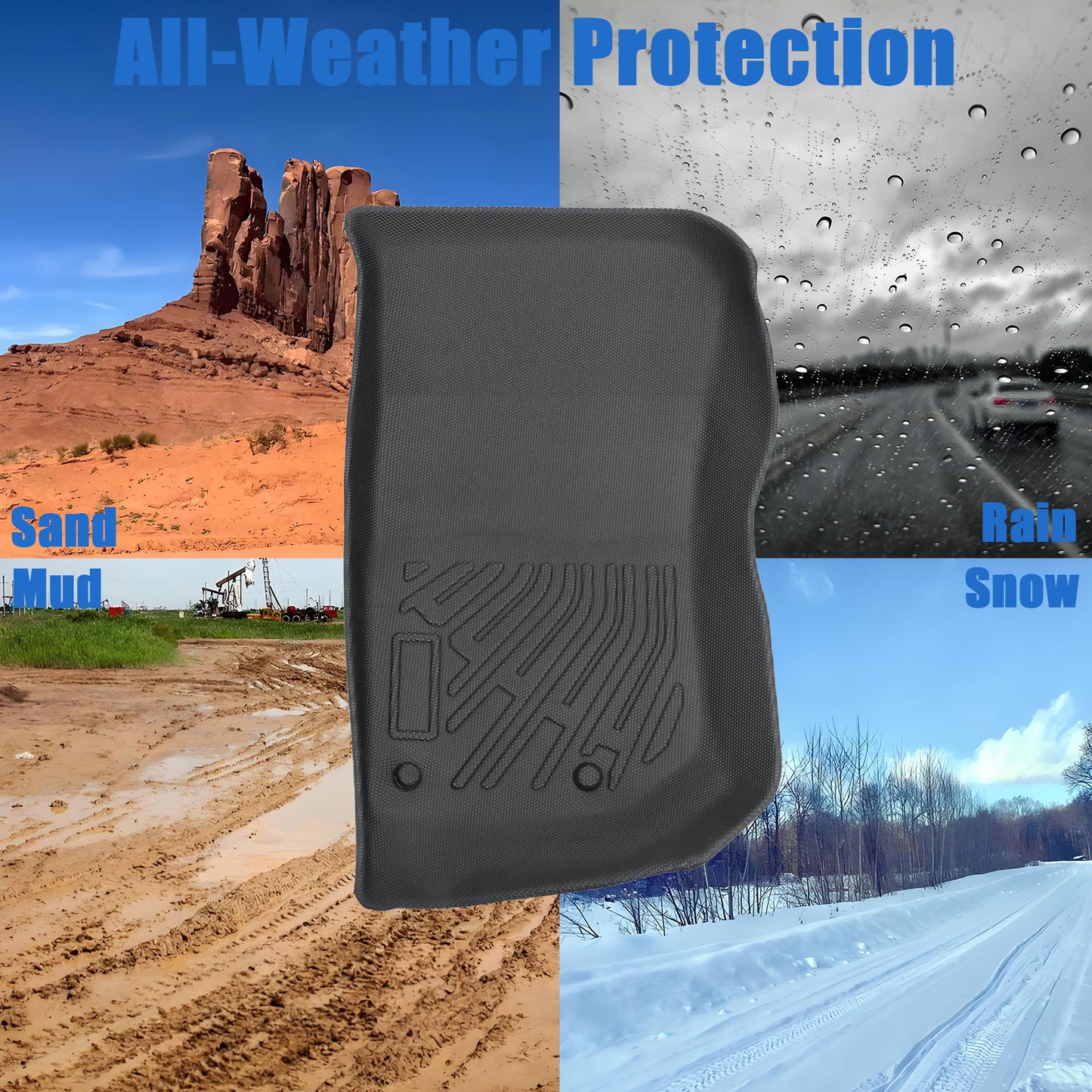 3D Floor Mats Liner For 2014-2018 Jeep Wrangler Unlimited 4-Door All Weather TPE