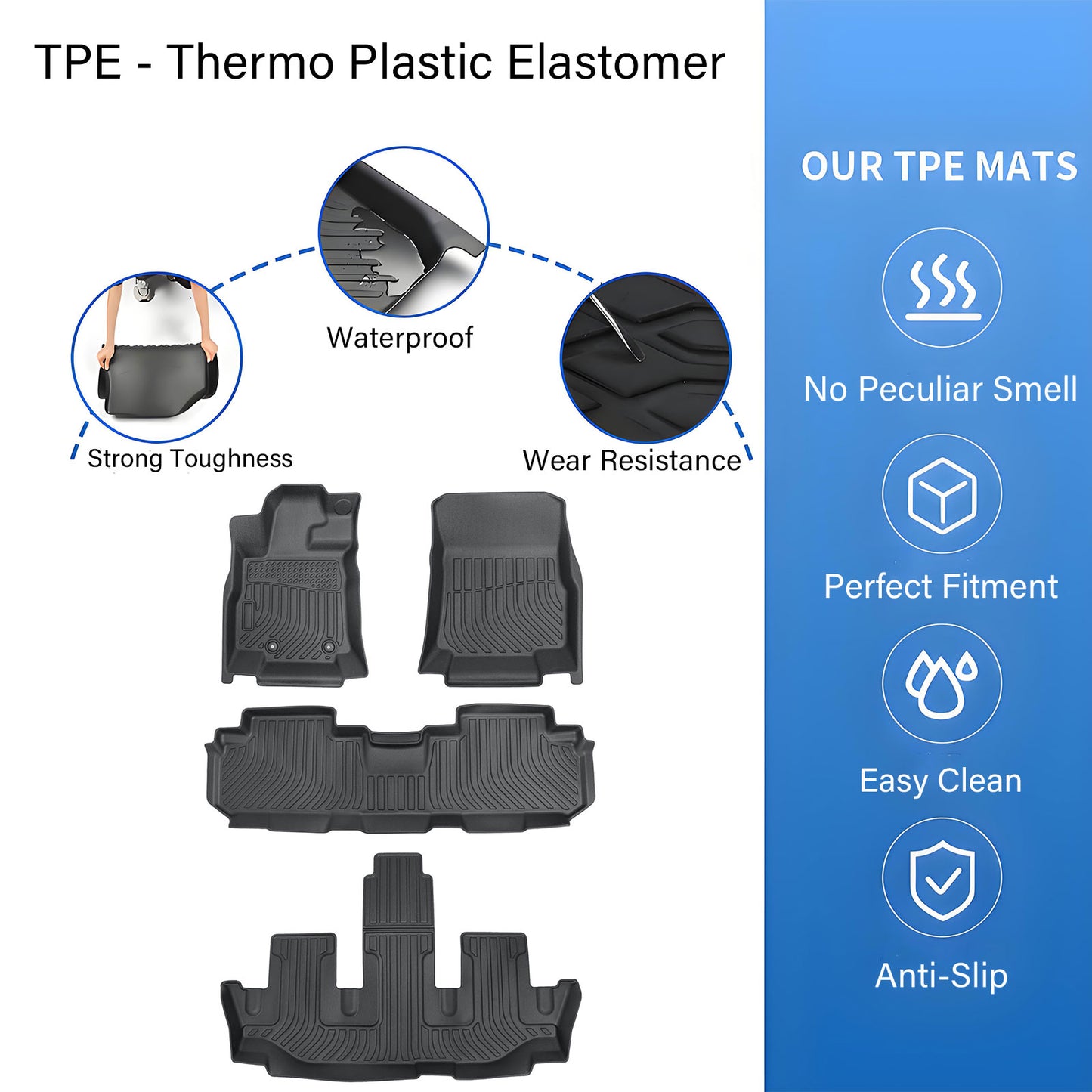Floor Mats Liner TPE For 2019-2025 Subaru Ascent 8 Seats Bench Seat 3D Model NEW