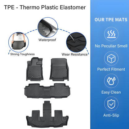 Floor Mats Liner TPE For 2019-2025 Subaru Ascent 8 Seats Bench Seat 3D Model NEW