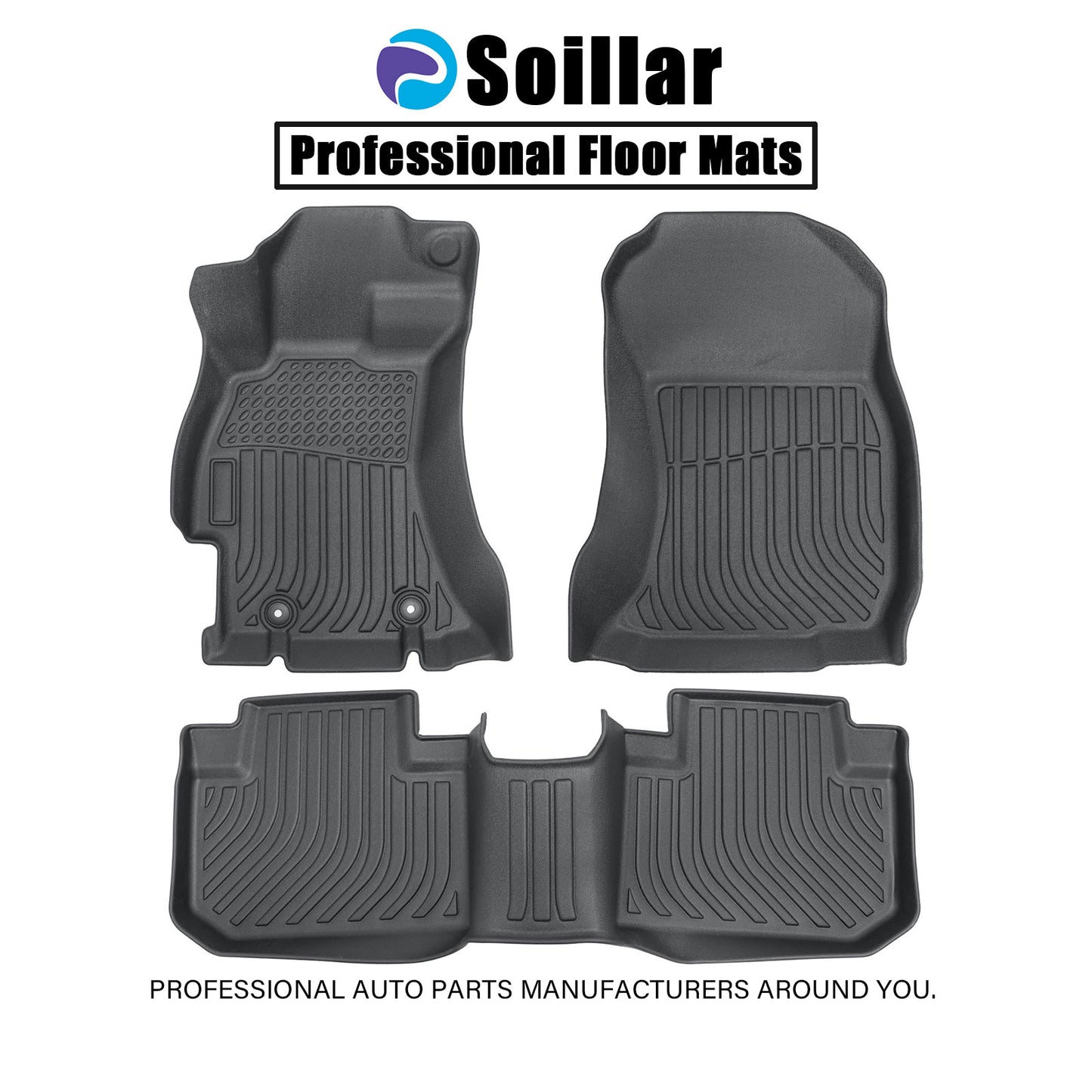 Floor Mats Liners TPE For 2014-2018 Subaru Forester 3D Model All-Weather Black