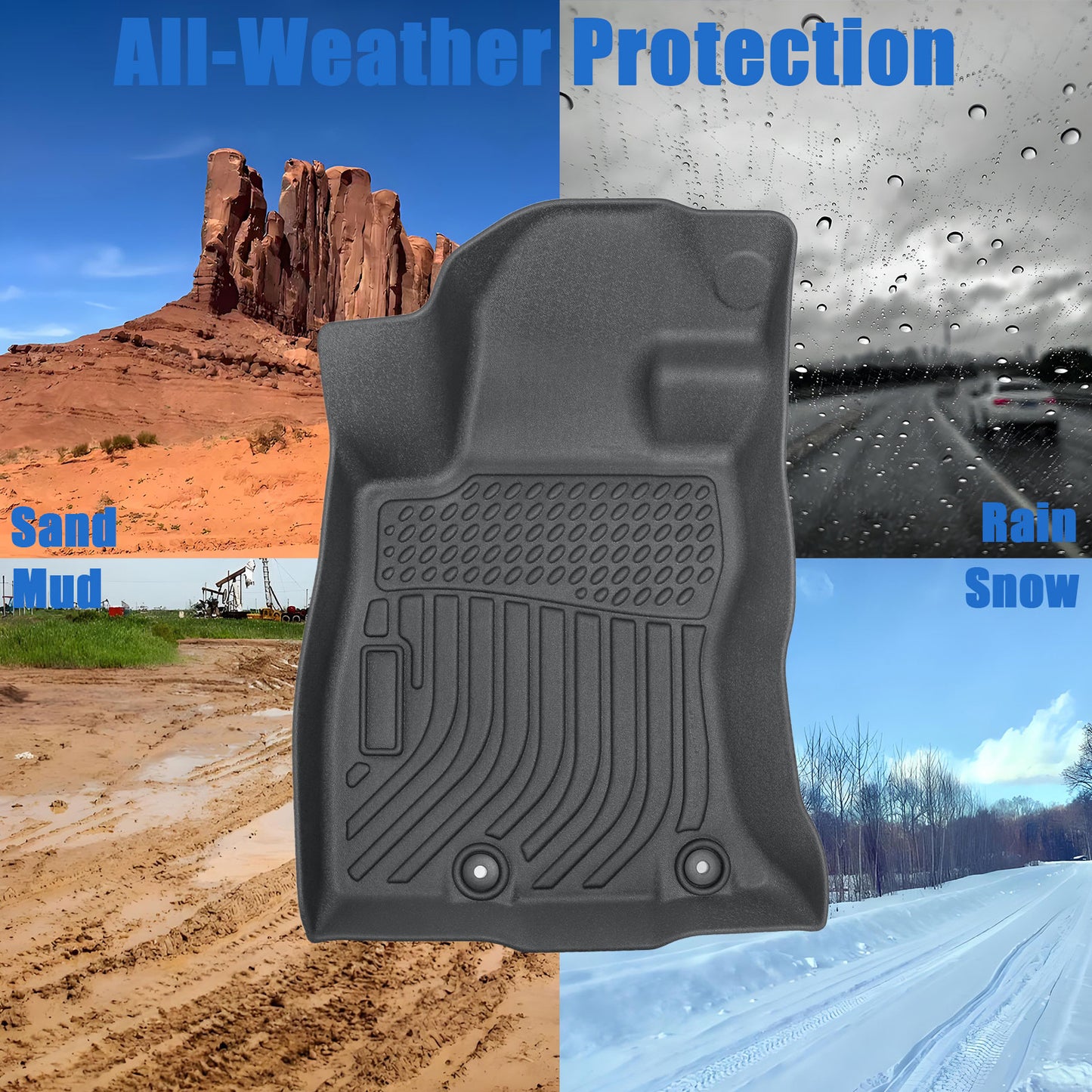 Floor Mats Liners TPE For 2019-23 Subaru Forester 3D Model All-Weather Black