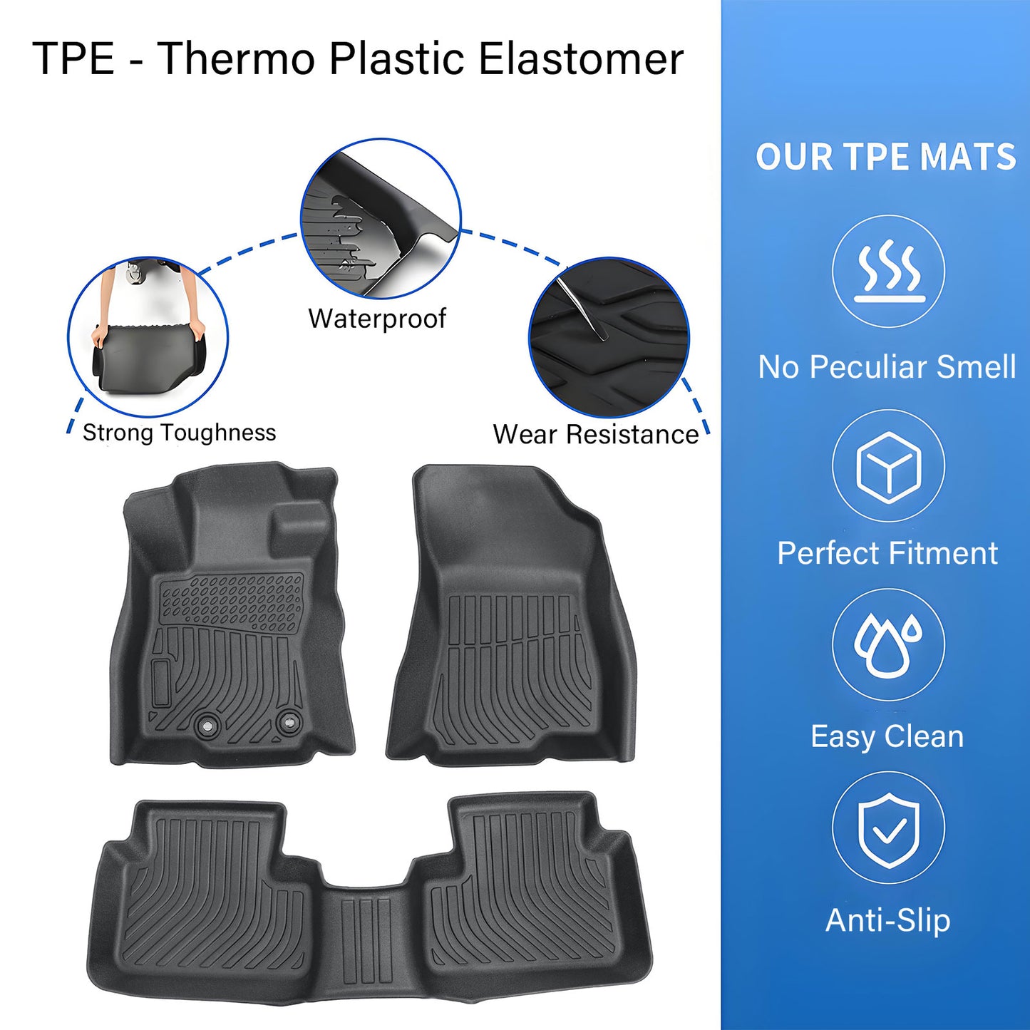 Floor Mats Liners TPE For 2025-2026 Subaru Forester 3D Model All-Weather Black