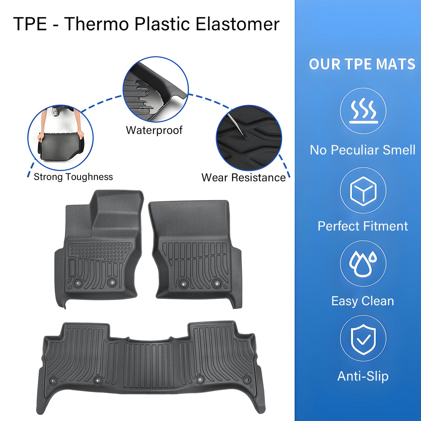 Floor Mats Liner For 2014-2022 Land Rover Range Rover Sport 4-Door Weather TPE