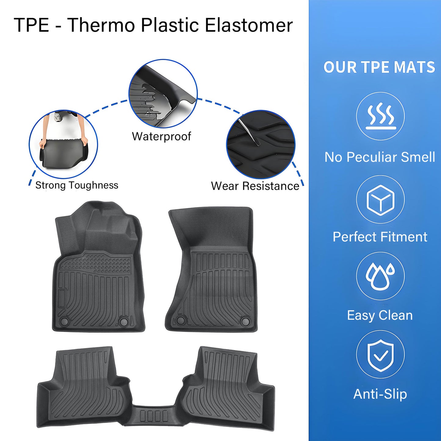 TPE Floor Mats Liner For 2009-2017 Audi Q5/SQ5 Front-Rear All Weather Black New