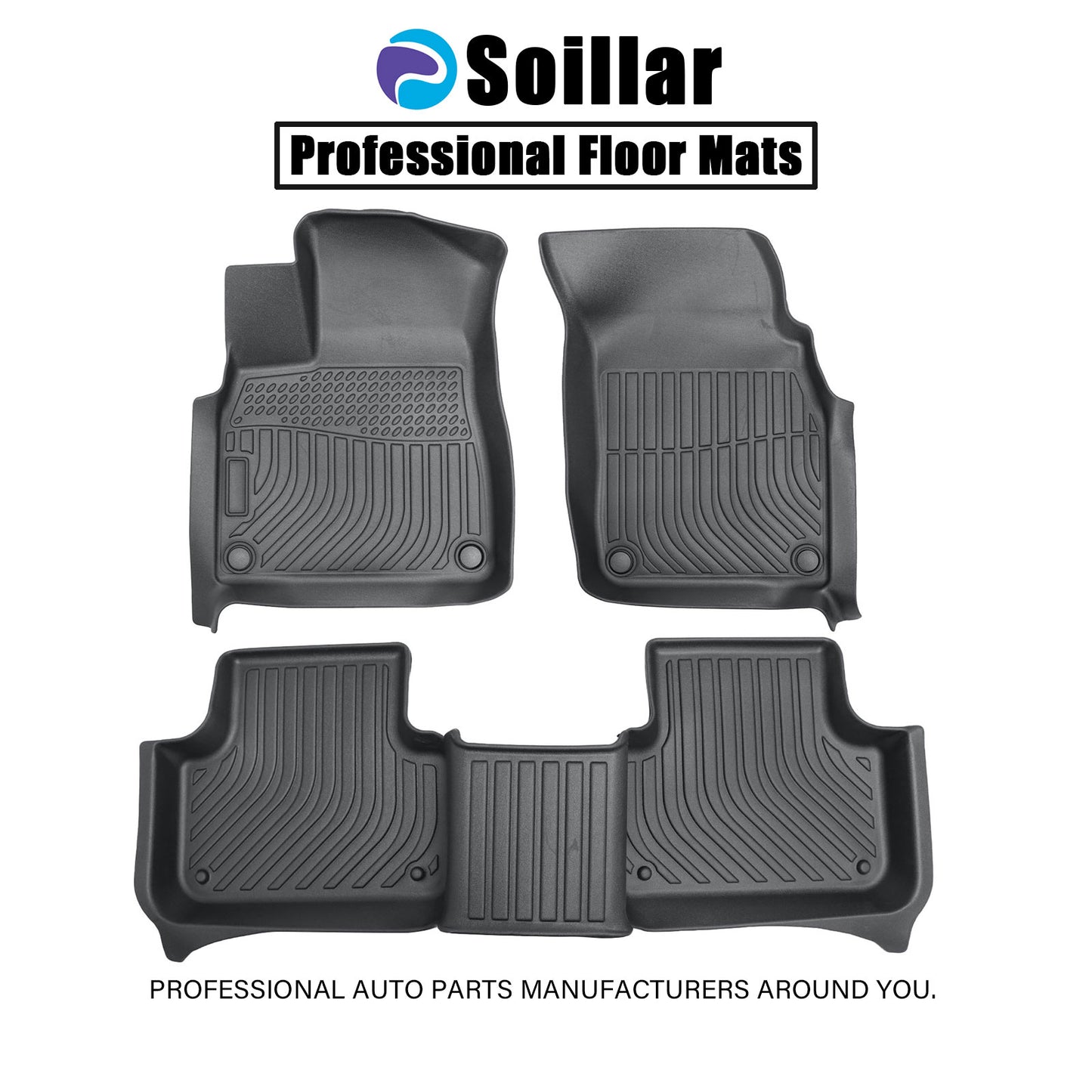 TPE Floor Mats Liner For 2017-2025 Audi Q7 / 2019-2024 Audi Q8 Front-Rear Black