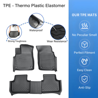 TPE Floor Mats Liner For 2017-2025 Audi Q7 / 2019-2024 Audi Q8 Front-Rear Black