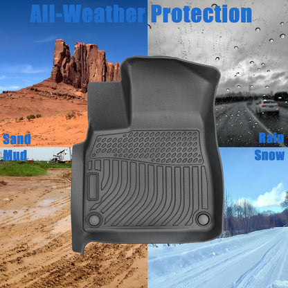 TPE Floor Mats Liner For 2017-2025 Audi Q7 / 2019-2024 Audi Q8 Front-Rear Black