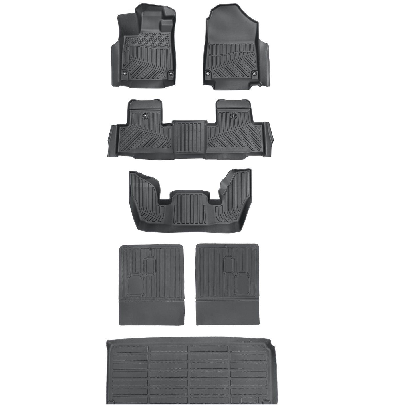 Fits 2022-2025 Acura MDX 7-Seats TPE Floor+Backrest+Cargo Trunk Liner Mats Black