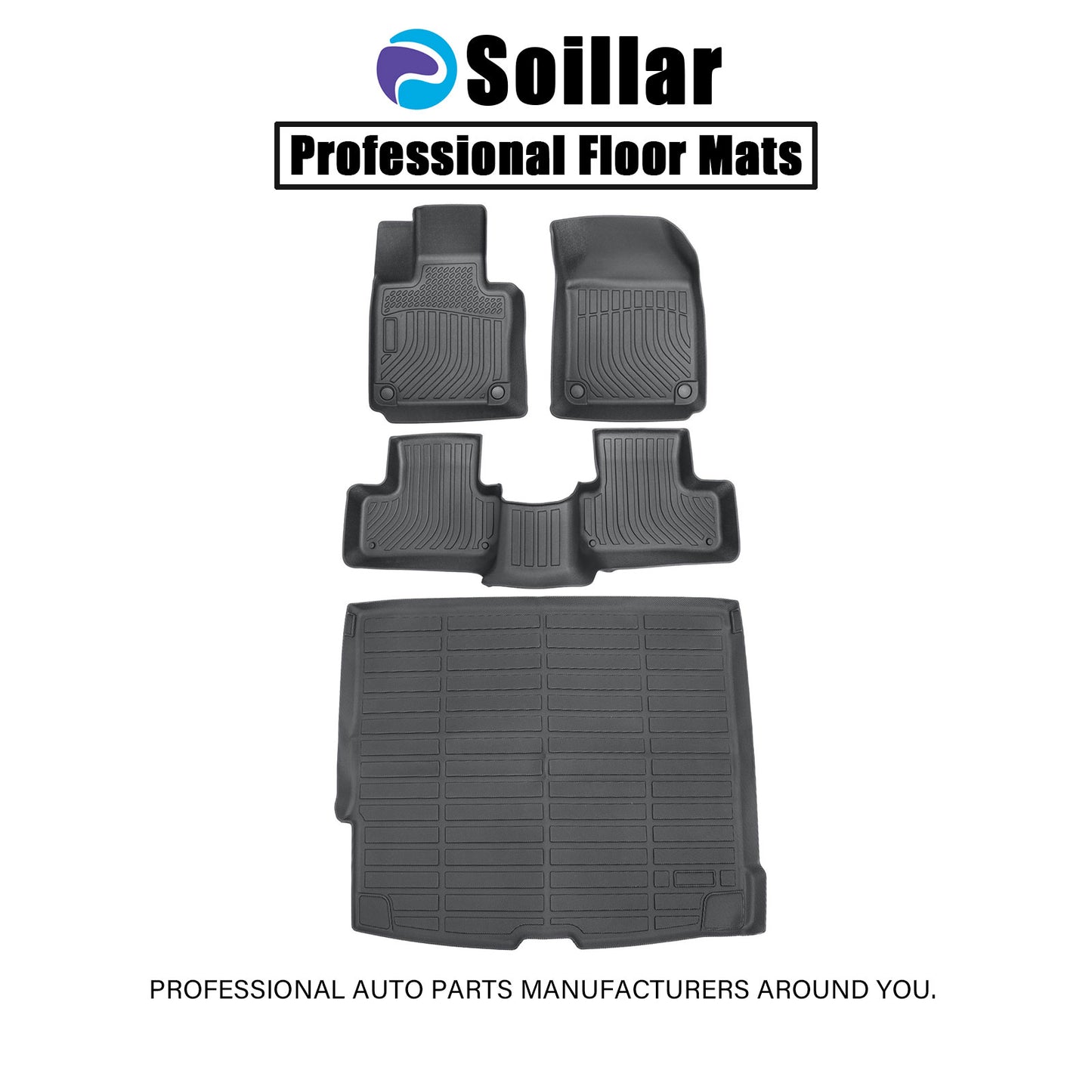 Floor Mats Trunk & Cargo Liner 3D TPE For 2018-2025 Volvo XC60 (Not Fit Hybrid)