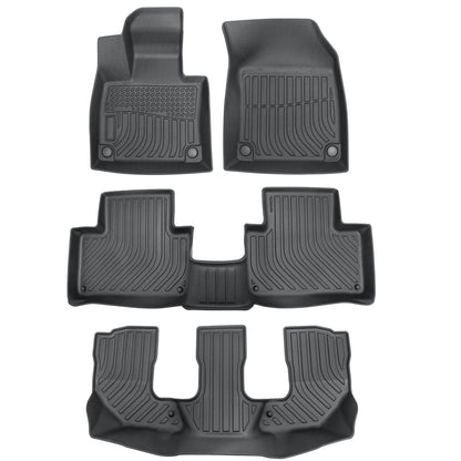 Floor Mats Liners TPE For 2016-2025 Volvo XC90 PHEV 7 Seats 3D All-Weather Black