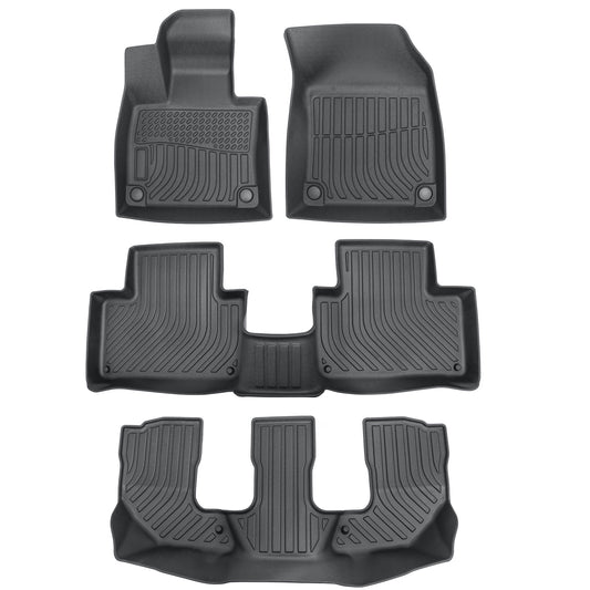 Floor Mats Liners TPE For 2016-2025 Volvo XC90 PHEV 7 Seats 3D All-Weather Black