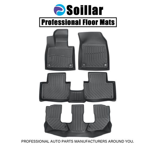 Floor Mats Liners TPE For 2016-2025 Volvo XC90 PHEV 7 Seats 3D All-Weather Black
