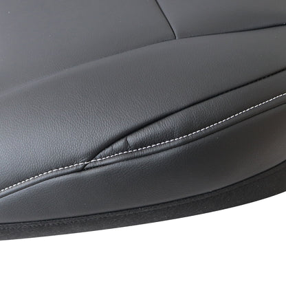 For 2013-2018 Toyota RAV4 Driver Bottom Leather Seat Cover Black W/ White Stitch