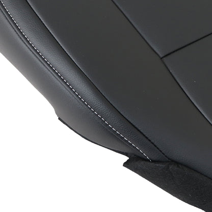 For 2013-2018 Toyota RAV4 Driver Bottom Leather Seat Cover Black W/ White Stitch