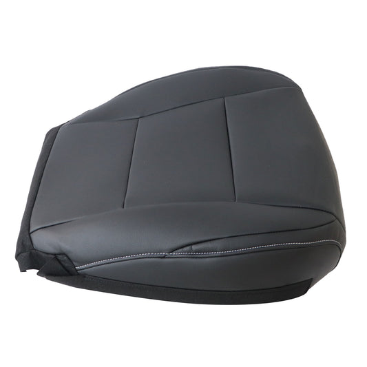 For 2013-2018 Toyota RAV4 Driver Bottom Leather Seat Cover Black W/ White Stitch