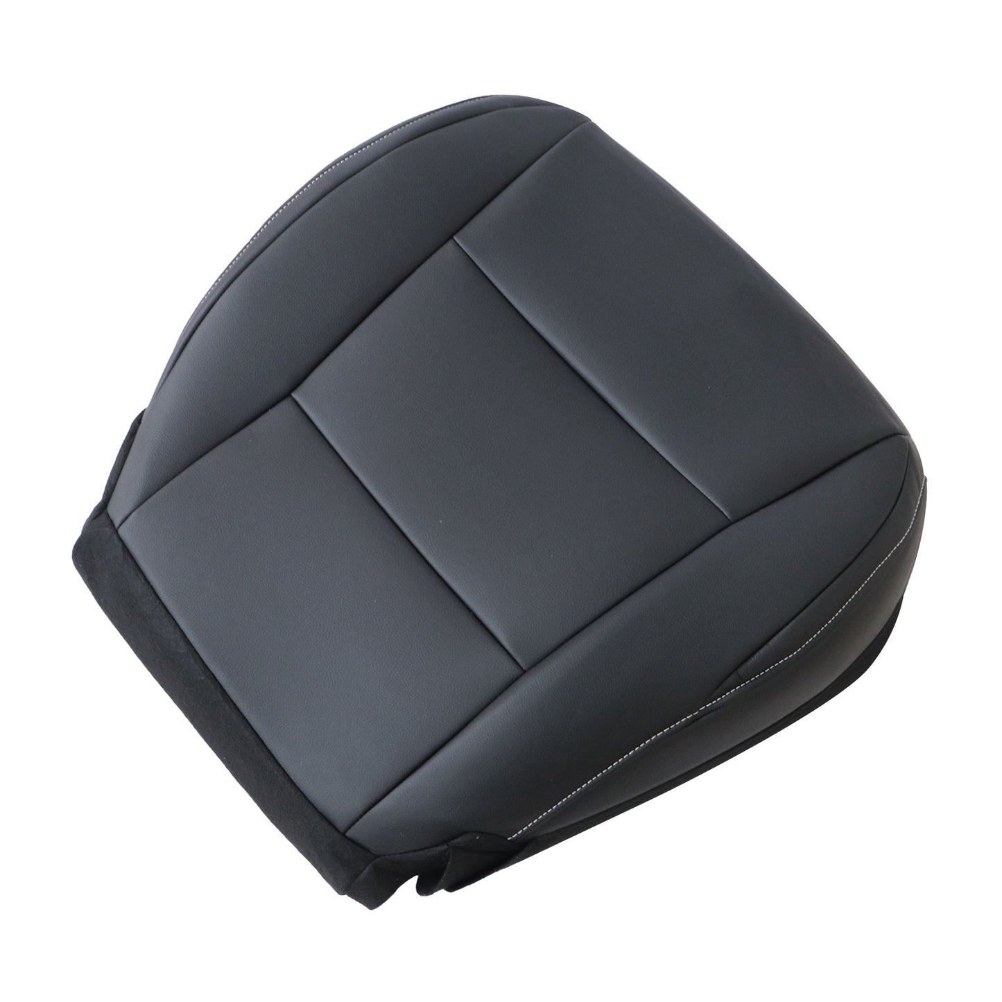 For 2013-2018 Toyota RAV4 Driver Bottom Leather Seat Cover Black W/ White Stitch